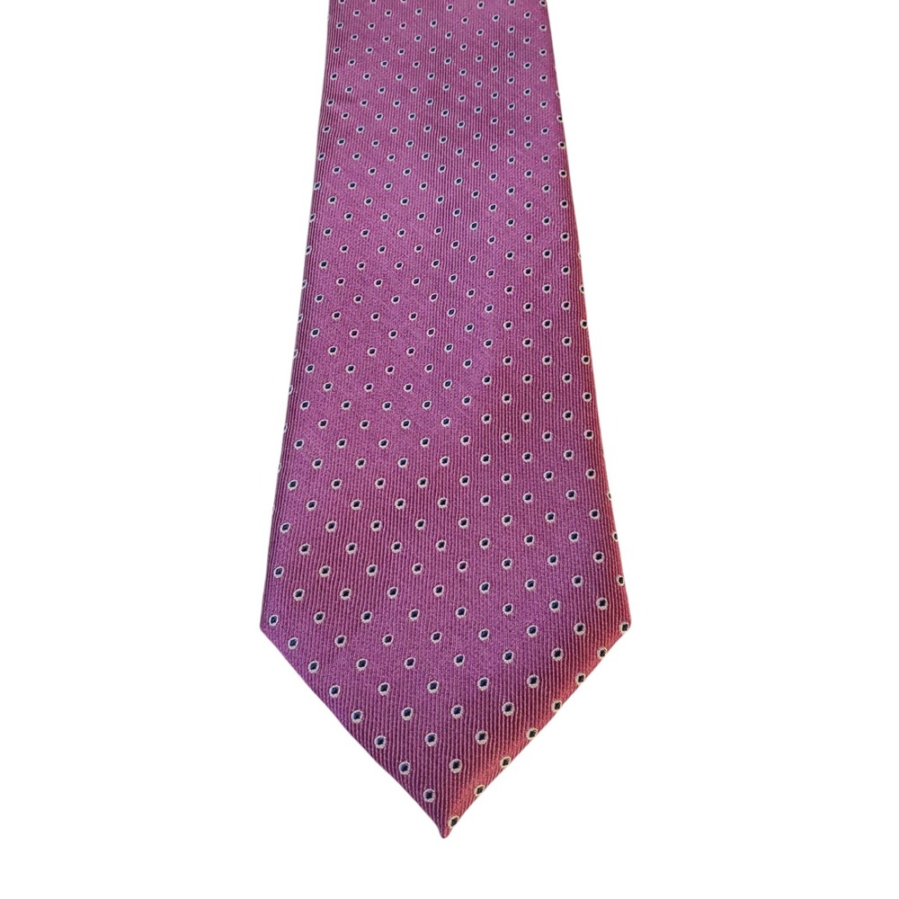 Nautica Mens Tie Necktie Designer Pink with White Polka Dots Business Church